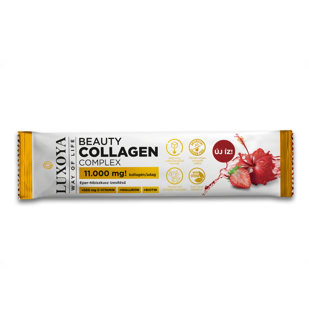 LXY BEAUTY COLLAGEN COMPLEX 11.000 mg ÍZLETES KOLLAGÉN ITALPOR - Eper Hibiszkusz ízű - 15g