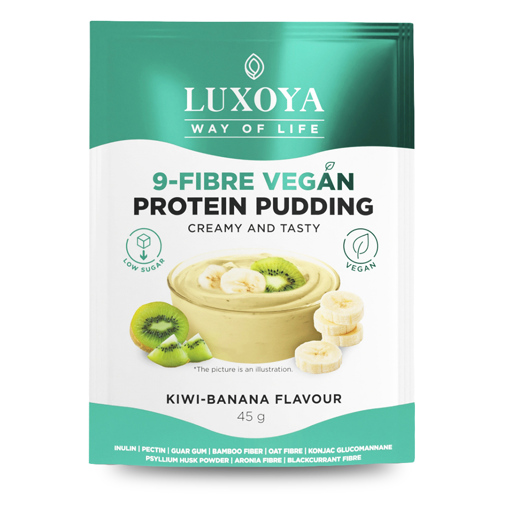 9-FIBRE VEGAN PROTEIN PUDDING - VEGÁN FEHÉRJÉT TARTALMAZÓ ROSTPUDING 9 FÉLE NÖVÉNYI ROSTTAL 45 g - Kivi-banán ízű